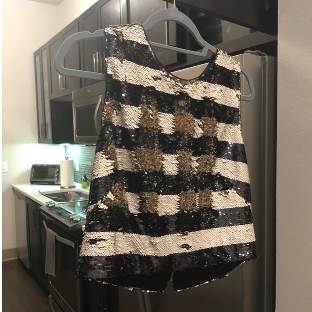 Eliza J Sequin Striped Crop Top Size 10